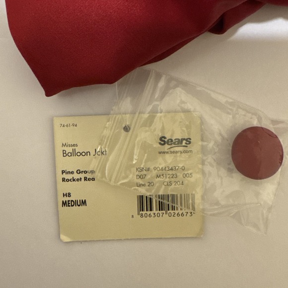 NWT Vintage Apostrophe Red Satin Balloon Sleeve Jacket - Size Medium Sears - Picture 10 of 16